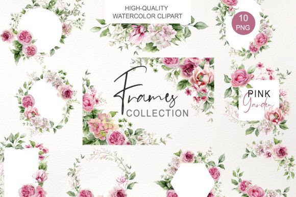 Download Watercolor Pink Floral Frame Clipart PNG - Watercolor Collection