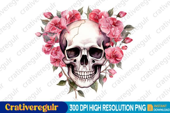 Download Watercolor Skull Valentine Clipart - Watercolor Collection
