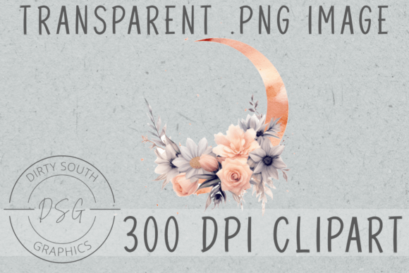 Download Floral Watercolor Moon Clip Art - Watercolor Collection