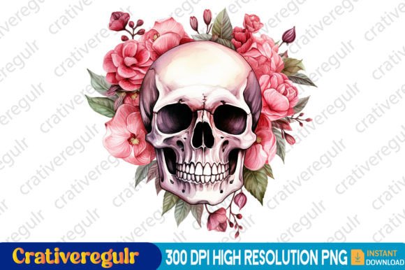 Download Watercolor Skull Valentine Clipart - Watercolor Collection