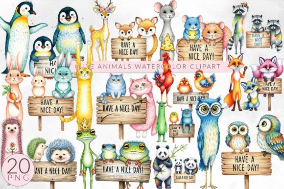 Download Have a Nice Day Watercolor Cute Animals - Watercolor Collection