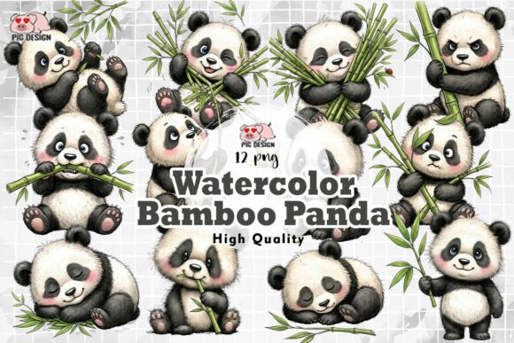 Download Watercolor Bamboo Panda PNG - Watercolor Collection