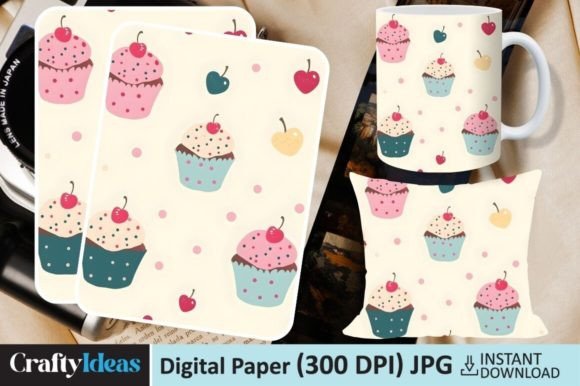 Download Watercolor Cupcake Digital Paper - Watercolor Collection