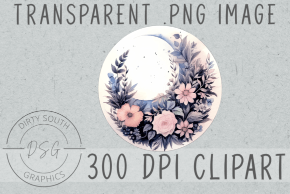 Download Floral Watercolor Moon Clip Art - Watercolor Collection