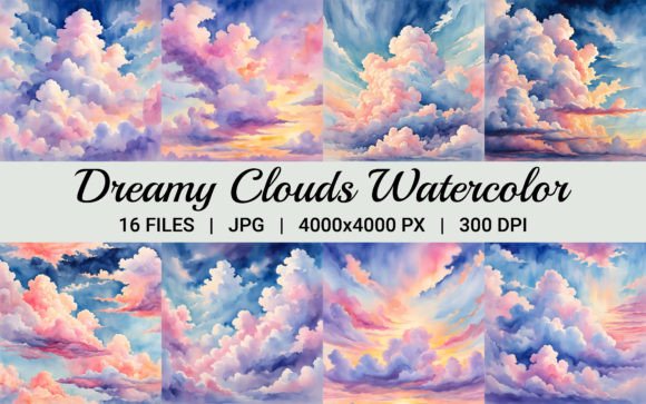 Download Dreamy Fluffy Clouds Watercolor - Dreamy Collection