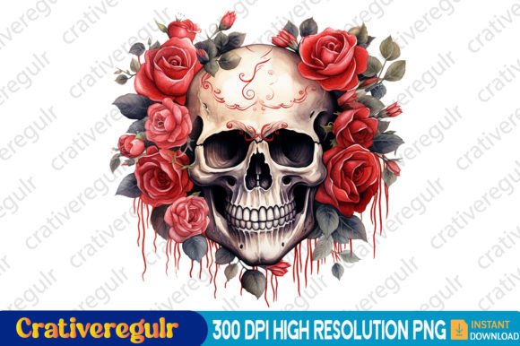 Download Watercolor Skull Valentine Clipart - Watercolor Collection