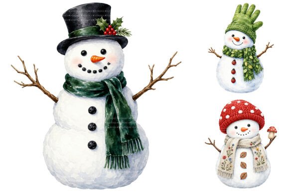Download Watercolor Snowman Clipart Bundle - Watercolor Collection