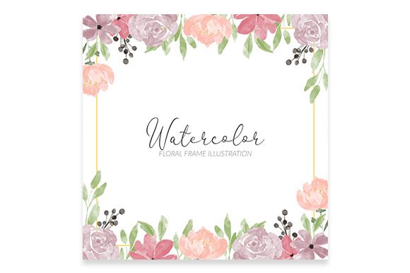 Download Watercolor Square Rose Floral Frame - Watercolor Collection