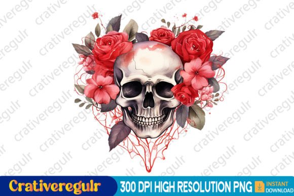 Download Watercolor Skull Valentine Clipart - Watercolor Collection
