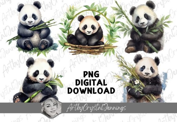 Download Watercolor Panda Bear with Bamboo PNG - Watercolor Collection