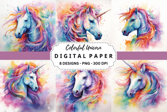 Download Watercolor Colorful Unicorn Background - Watercolor Collection