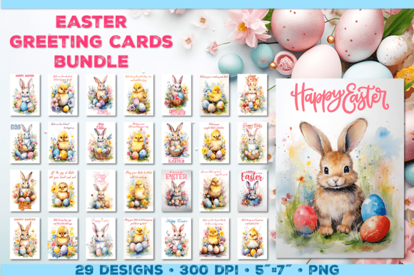 Download Watercolor Easter Greeting Cards Bundle - Watercolor Collection
