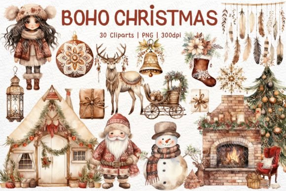 Download Boho Christmas Watercolor Sublimation - Watercolor Collection