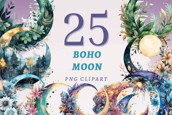 Download Boho Moon PNG Bundle - Moon png Collection