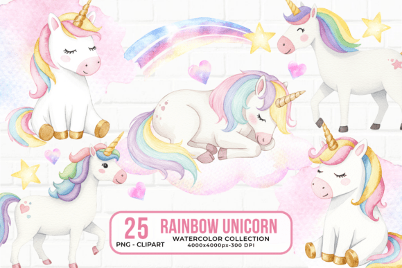 Download Rainbow Unicorn Watercolor ClipArt PNG - Watercolor Collection