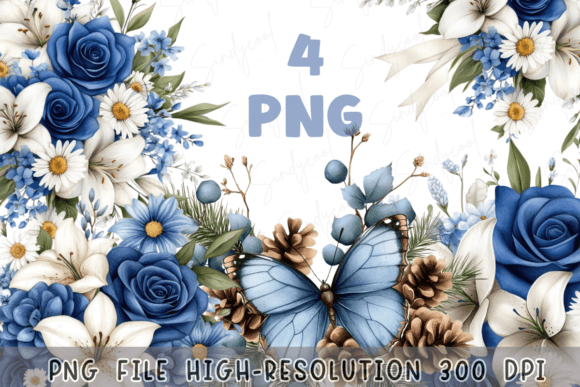 Download Blue Floral Watercolor Flowers Bouquet - Watercolor Collection