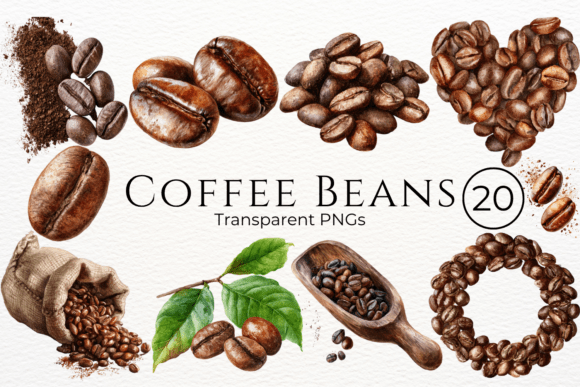 Download Coffee Beans Watercolor Clipart - Watercolor Collection