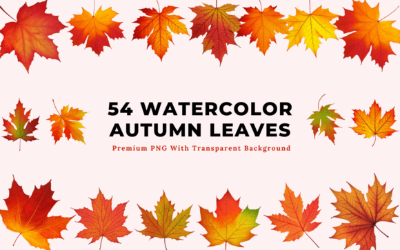 Download 54 Watercolor Autumn Leaves PNG Clipart - Watercolor Collection