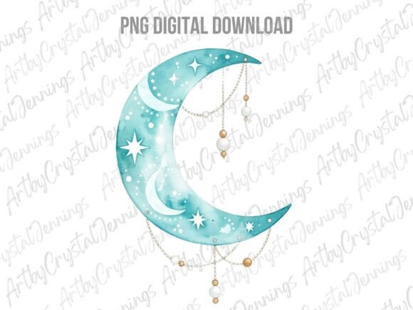 Download Celestial Watercolor Boho Moon PNG - Moon png Collection