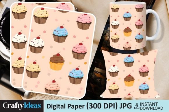 Download Watercolor Cupcake Digital Paper - Watercolor Collection