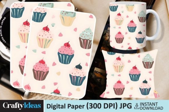 Download Watercolor Cupcake Digital Paper - Watercolor Collection