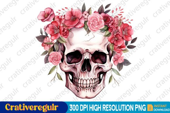 Download Watercolor Skull Valentine Clipart - Watercolor Collection