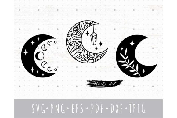 Download Floral Moon Boho Crystal Moon SVG Bundle - Crystal Collection