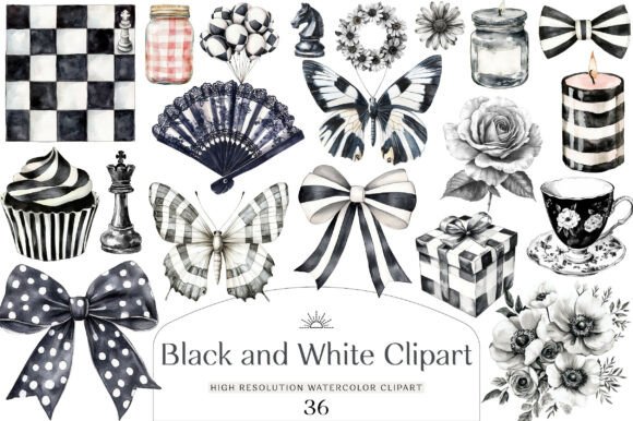 Download Watercolor Black and White Clipart - Watercolor Collection