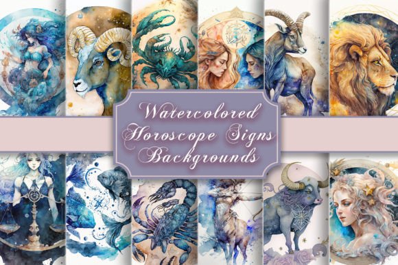 Download Watercolored Zodiac Signs Backgrounds - Watercolor Collection