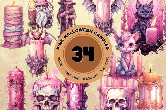 Download 34 Pastel Pink Halloween Candle Clipart - Candle clipart Collection