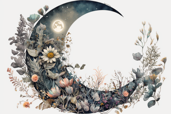 Download Floral Moon Watercolor Sublimation 3 - Watercolor Collection