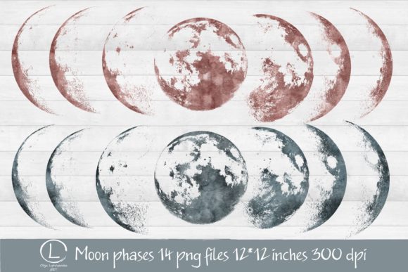 Download Watercolor Moon Phases Clipart Png Files - Watercolor Collection