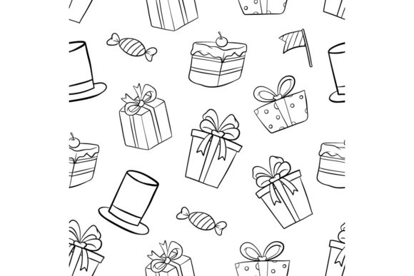 Download Black and White Doodle Birthday Pattern - Black and white doodle Collection