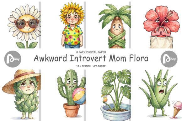 Download Awkward Plant Watercolor Digital Paper - Watercolor Collection