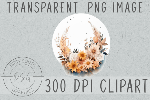 Download Watercolor Floral Moon Clip Art - Watercolor Collection