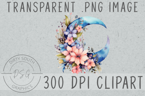 Download Floral Watercolor Moon Clip Art - Watercolor Collection