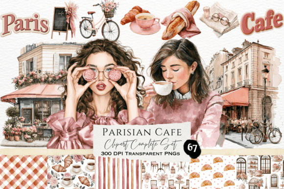 Download Parisian Cafe Watercolor Clipart Set - Watercolor Collection