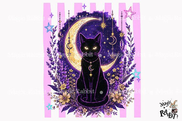 Download Mystic Black Cat Moon PNG - Moon png Collection