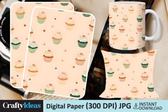Download Watercolor Cupcake Digital Paper - Watercolor Collection