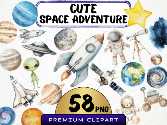 Download Watercolor Cute Space Clipart - Watercolor Collection