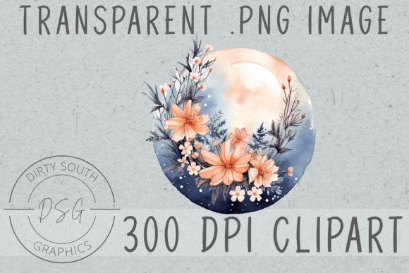 Download Floral Watercolor Moon Clip Art - Watercolor Collection