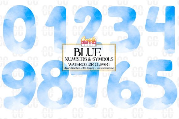 Download Blue Watercolor Numbers &amp; Symbols - Watercolor Collection