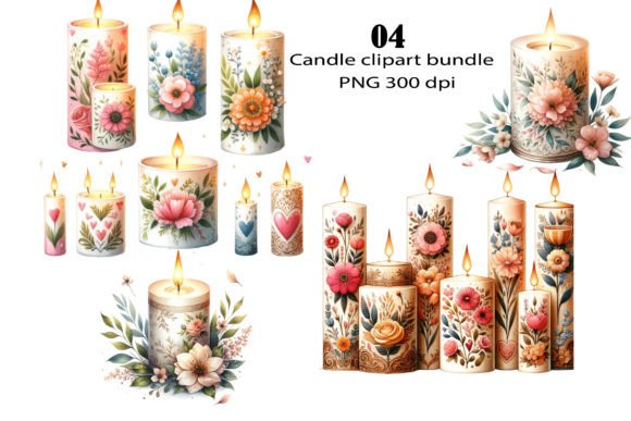 Download Decorative Floral Candle Clipart Bundle - Candle clipart Collection