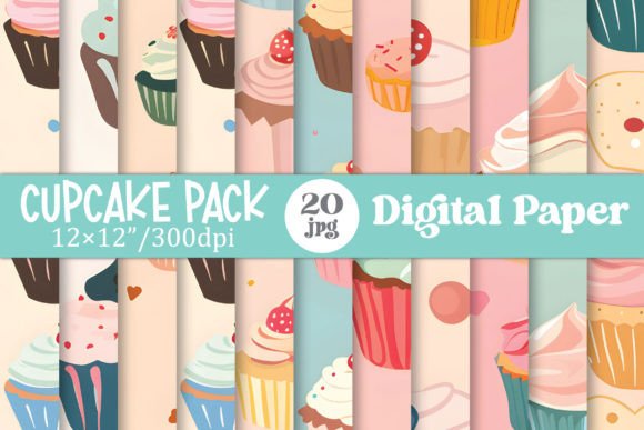 Download Watercolor Cupcake Digital Paper Pack - Watercolor Collection