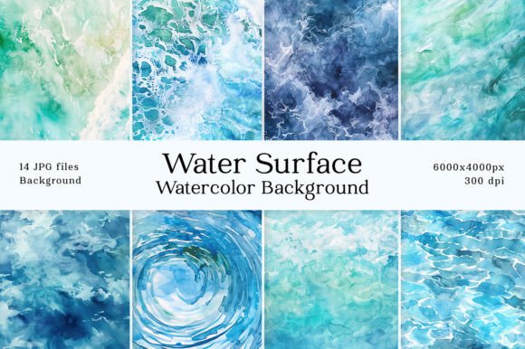 Download Ocean Water Pool Surface Watercolor BG - Watercolor Collection
