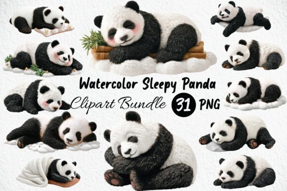 Download Watercolor Sleepy Panda Clipart - Watercolor Collection