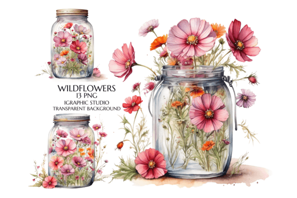 Download Watercolor Flowers in Jar Clipart - Watercolor Collection