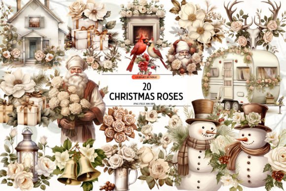 Download Antique Christmas Roses Ornament Clipart - Ornament clipart Collection
