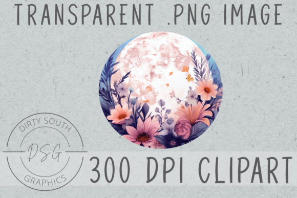 Download Watercolor Floral Moon Clip Art - Watercolor Collection