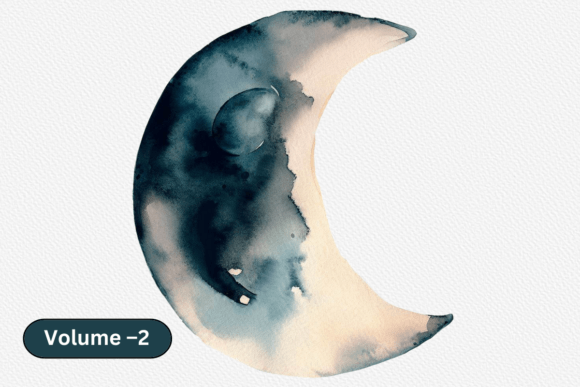Download Watercolor Moon Lunar Phases Clip Art - Watercolor Collection